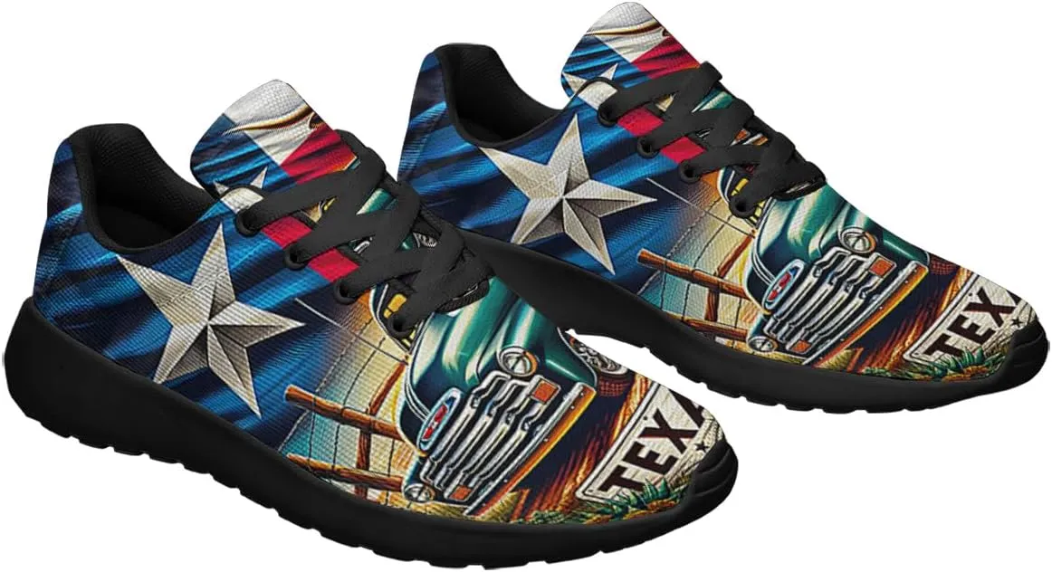 Sonzj-II Women's Men's Tennis Shoes Texas State Printed Sneakers Lightweight Breathable Running Walking Shoes