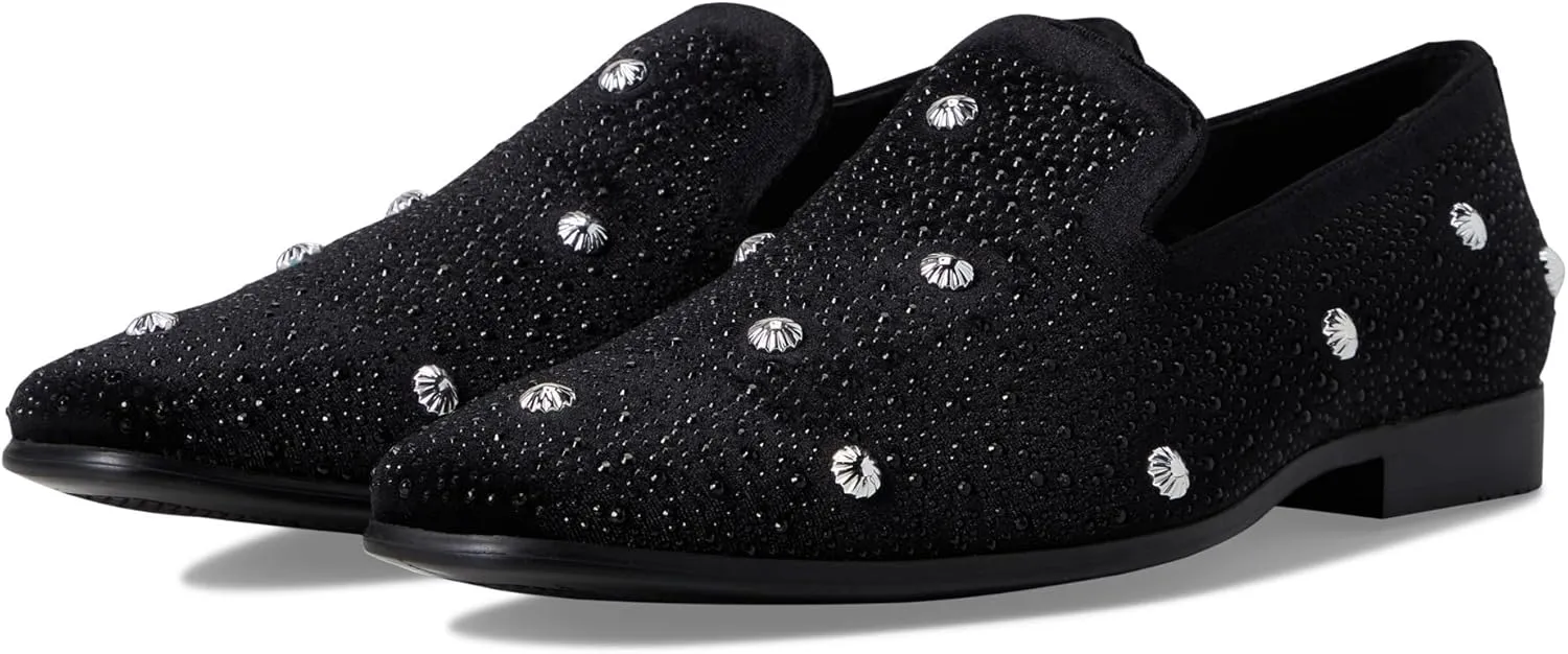 Stacy Adams Men's Spangle Rhinestone Slip On Loafer, Black/Silver, 15