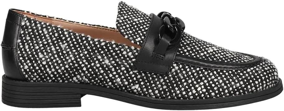 Stassi Haan Boucle Cole On Detailed Chain Slip Rounded Black/White 5-star rated Toe Loafers Multi-device compatible