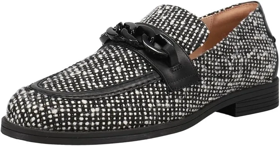 Stassi Haan Boucle Cole On Detailed Chain Slip Rounded Black/White 5-star rated Toe Loafers Multi-device compatible