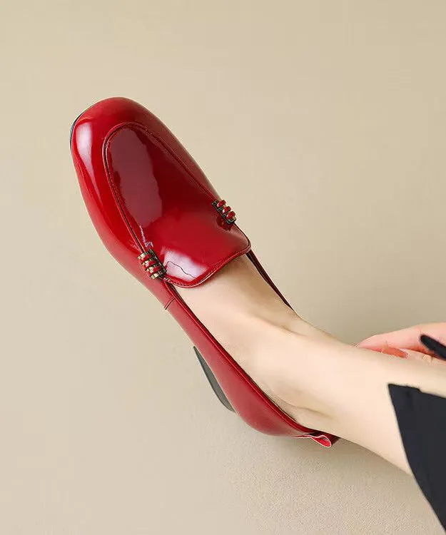 Stylish Splicing Chunky Loafer Shoes Red Sheepskin