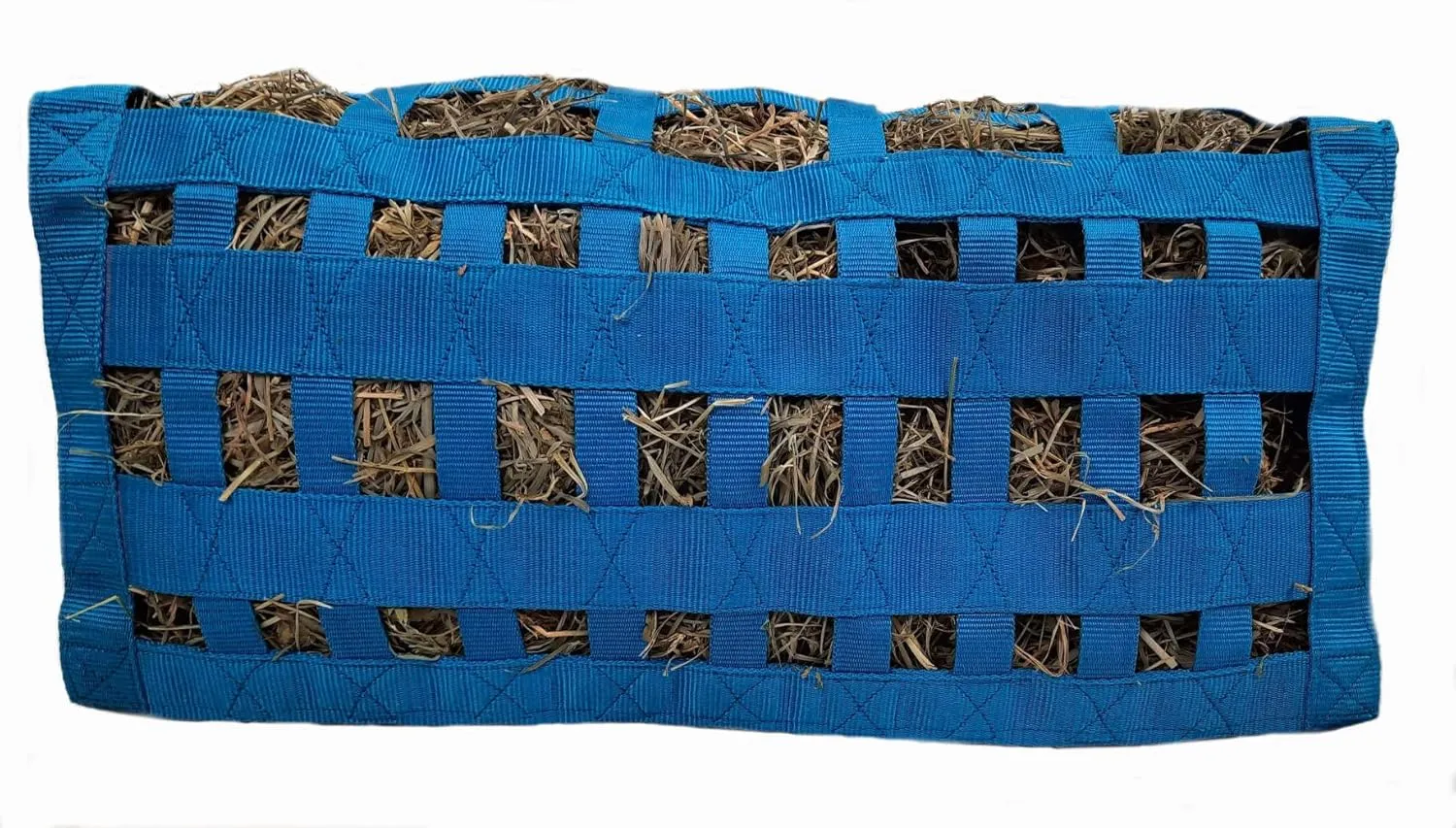 Supreme Slow Feed Top Load Hay Bag with Super Tough Bottom with 2" x3.5” Rectangular Openings and 6 Month Warranty (Black and Turquoise)