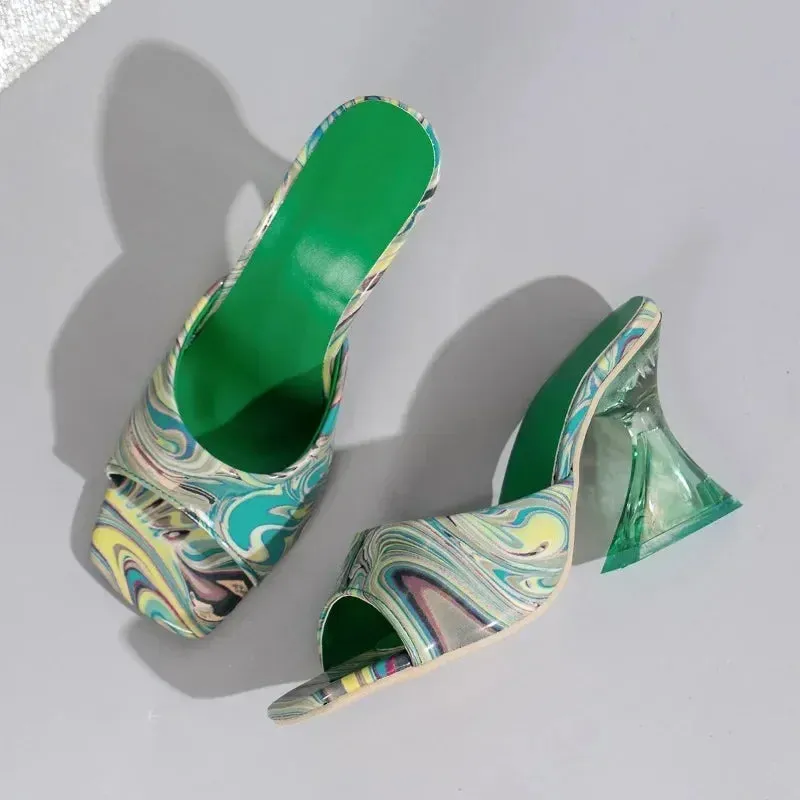 SwirlPop Heeled Mule Sandal
