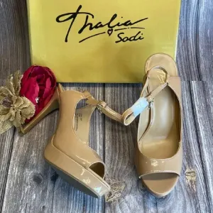 THALIA SODI Chhloe Nude Platform Slingback Sandals 10