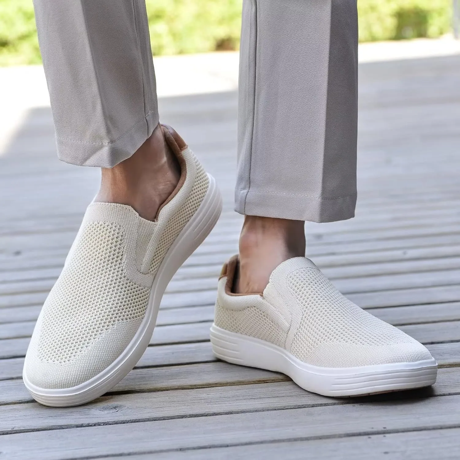 TIOSEBON Men's Mesh Slip on Walking Shoes-Comfortable Drving Loafer Fashion Sneaker