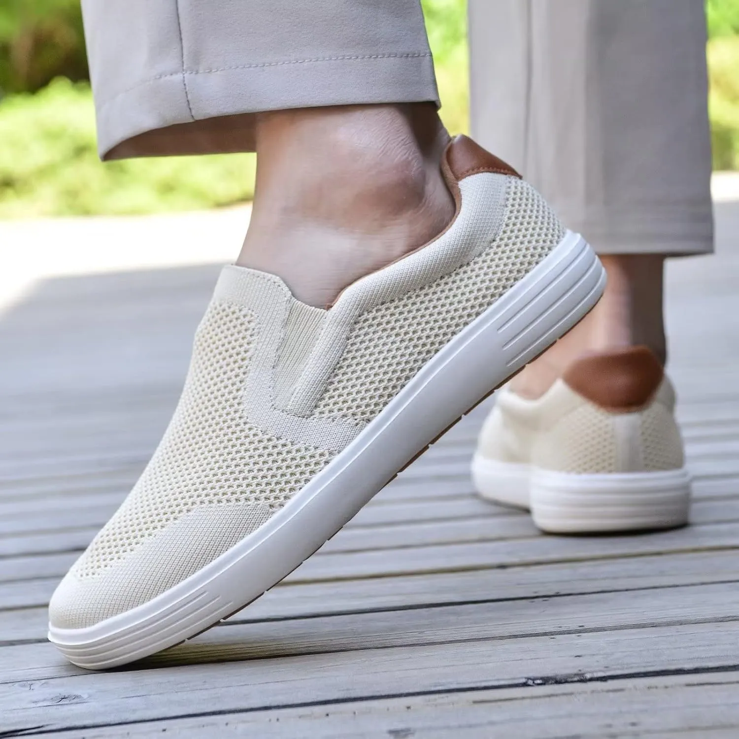 TIOSEBON Men's Mesh Slip on Walking Shoes-Comfortable Drving Loafer Fashion Sneaker