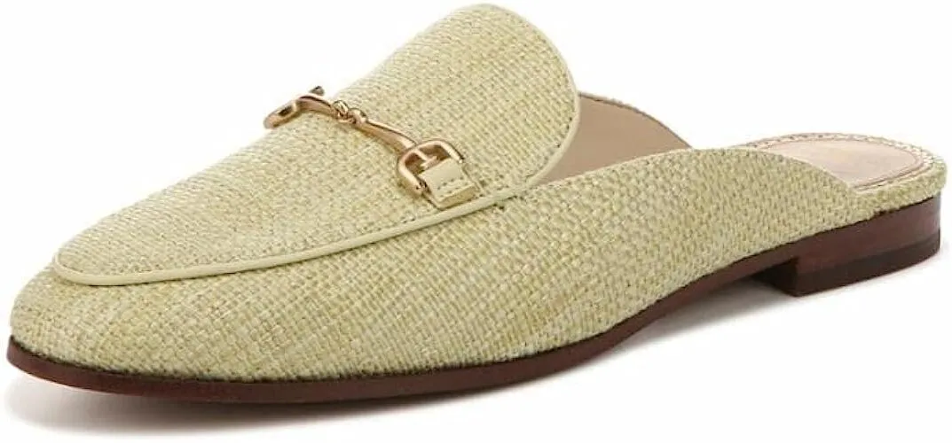 Toe Flat Fast shipping On Slip Mules Embellished Pistachio Chain Almond Sam Linnie Edelman Reliable delivery