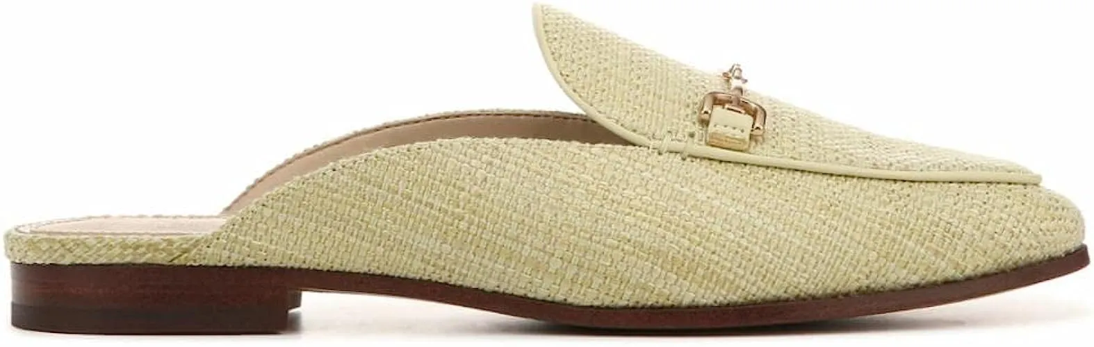 Toe Flat Fast shipping On Slip Mules Embellished Pistachio Chain Almond Sam Linnie Edelman Reliable delivery
