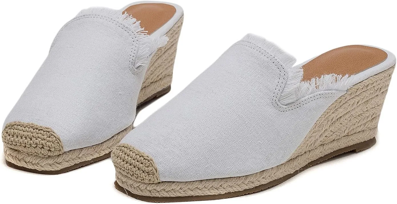 U-lite Women's Flatform Espadrille Wedge Sandal, Universal Comfortable Casual Closed Toe, Classic Summer Sandals