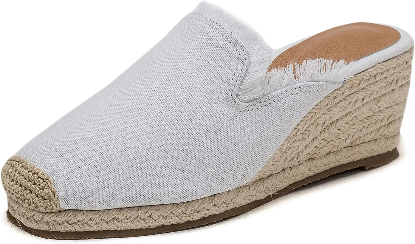 U-lite Women's Flatform Espadrille Wedge Sandal, Universal Comfortable Casual Closed Toe, Classic Summer Sandals