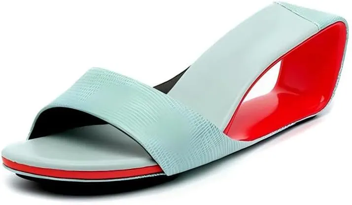Vertundy Womens Slip On Wedge Heels Round Toe Backless Low Heel Mule Sandals