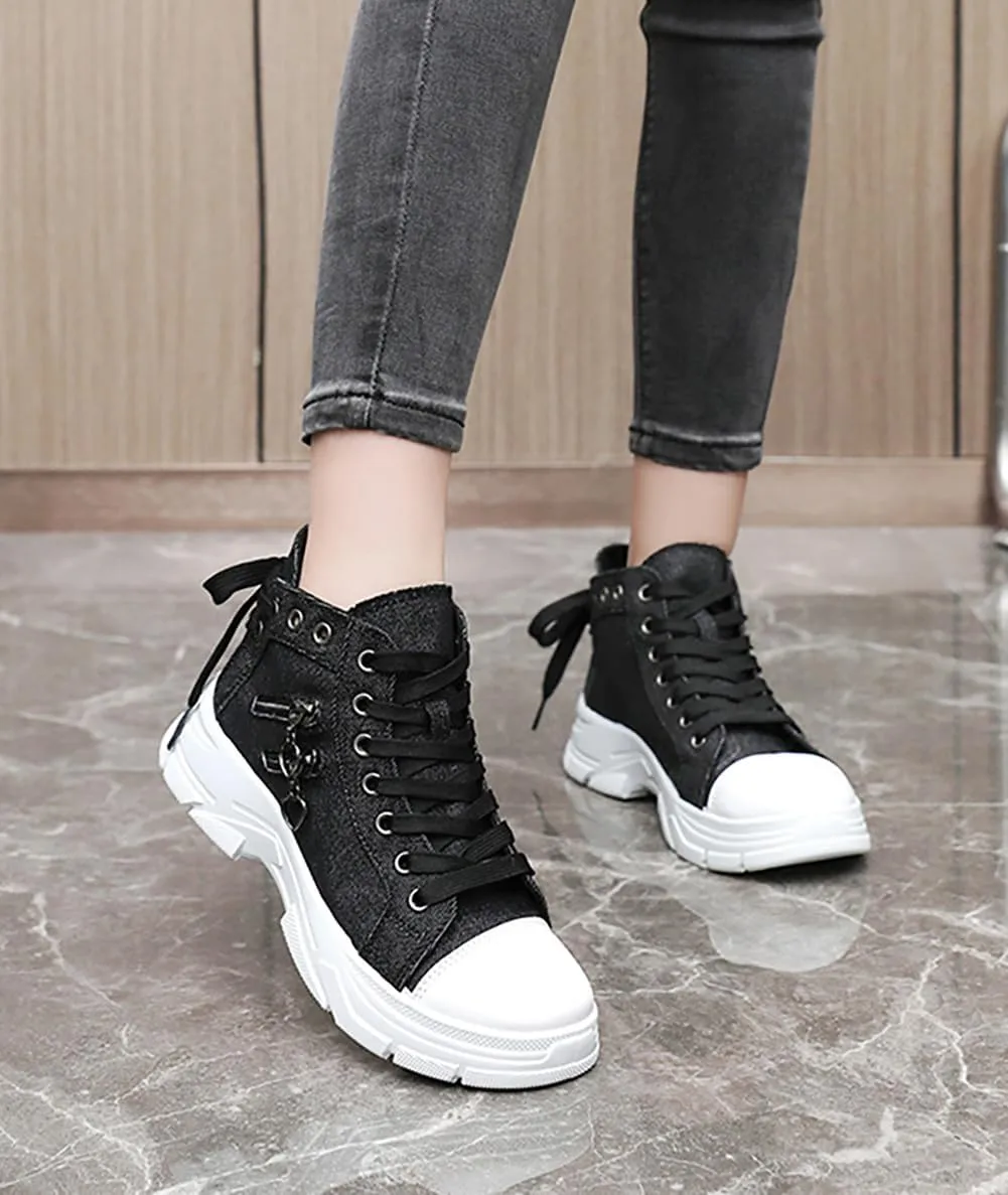 VV87 Women's Casual Canvas Air Cushion Sneakers High top Thick Sole Jogging Walking Shoes