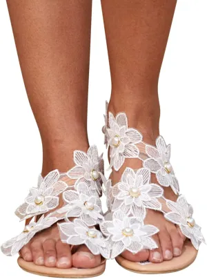 Walking Sandals Women, Womens Sandals Bohemian Lace Sandals Summer Beach Flower Flat Sandals Open Toe Shoes