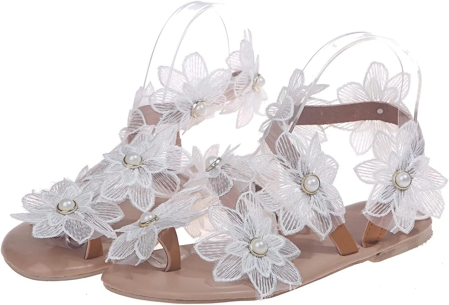 Walking Sandals Women, Womens Sandals Bohemian Lace Sandals Summer Beach Flower Flat Sandals Open Toe Shoes