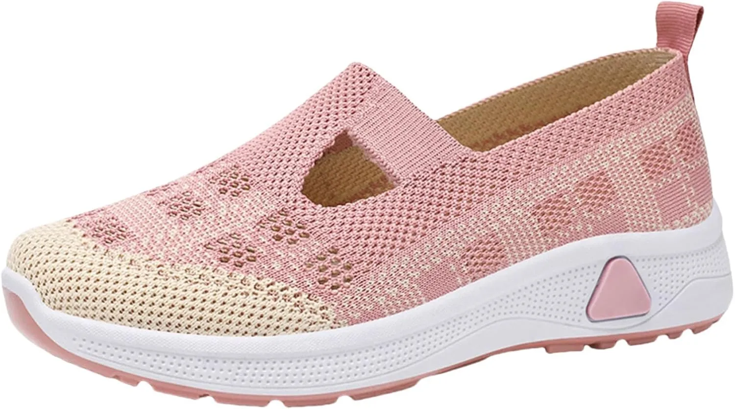 Walking Sneakers for Women Comfortable Breathable Knitted Sneakers Casual Slip on Woven Cut-Out Orthopedic Soft Arch Support Shoes Lightweight Knit Loafer