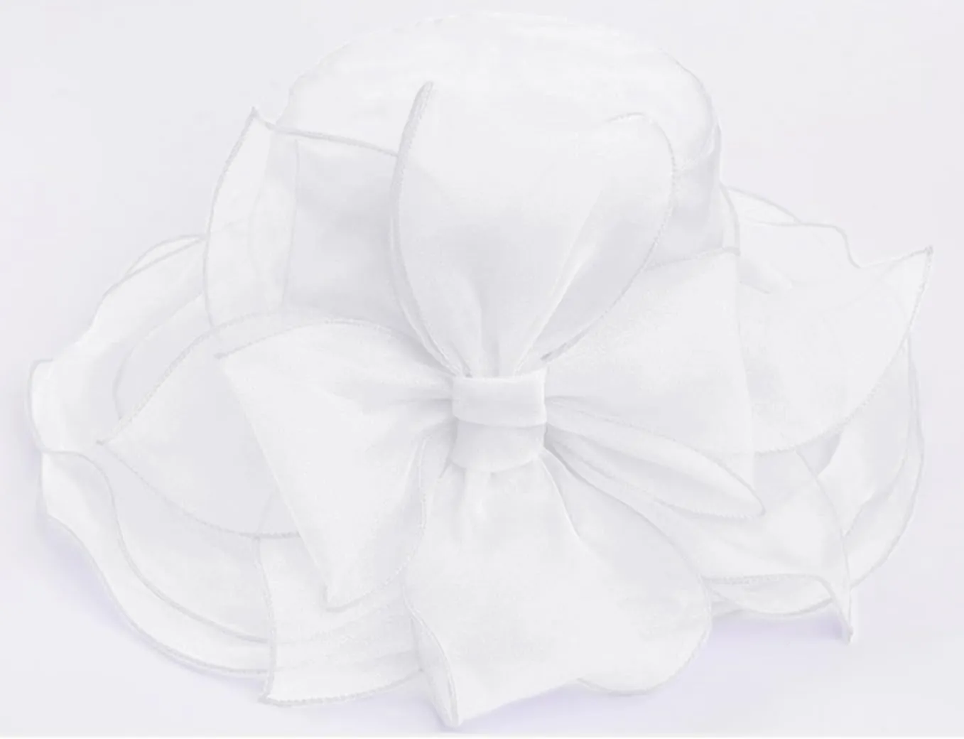 Women Derby Fascinator Hat Organza Church Wedding Tea Party Hats Wide Brim Sun Hat