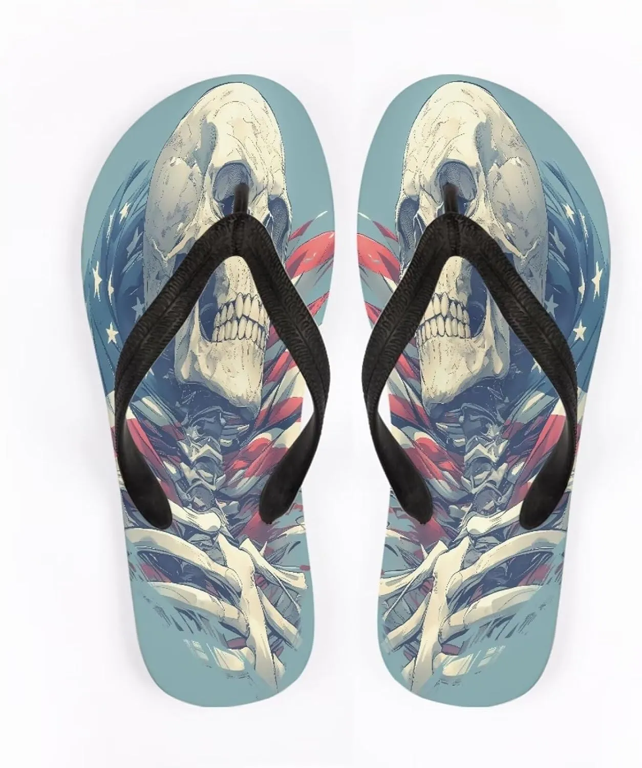 Women Skull Flip Flop Sandal, Animal Floral Classic Men's Thong Sandals Bathroom Soft Comfort Fit Unisex
