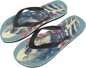 Women Skull Flip Flop Sandal, Animal Floral Classic Men's Thong Sandals Bathroom Soft Comfort Fit Unisex
