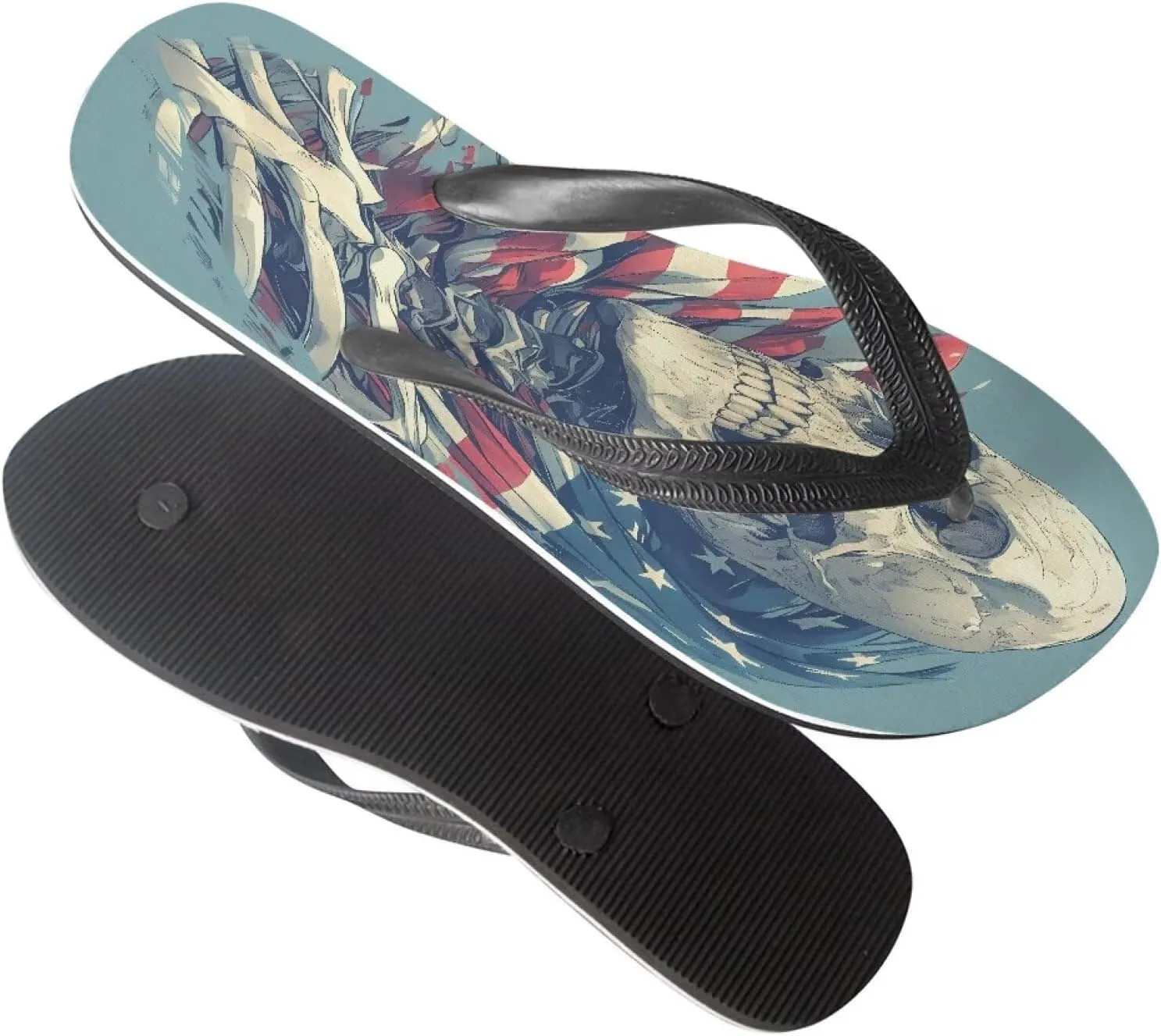 Women Skull Flip Flop Sandal, Animal Floral Classic Men's Thong Sandals Bathroom Soft Comfort Fit Unisex