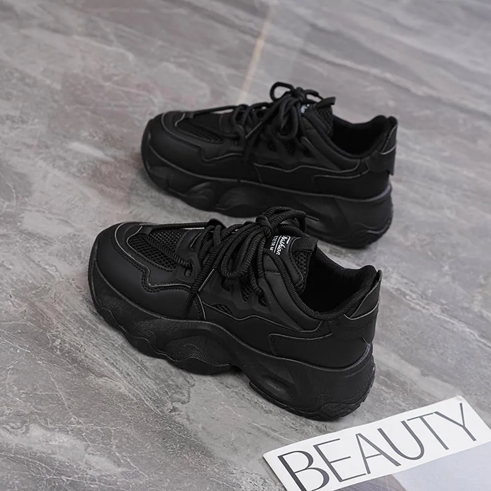 Women's Fashion Breathable Mesh Platform Sneakers Casual Jogging Walking Chunky Shoes 5.5-8.5
