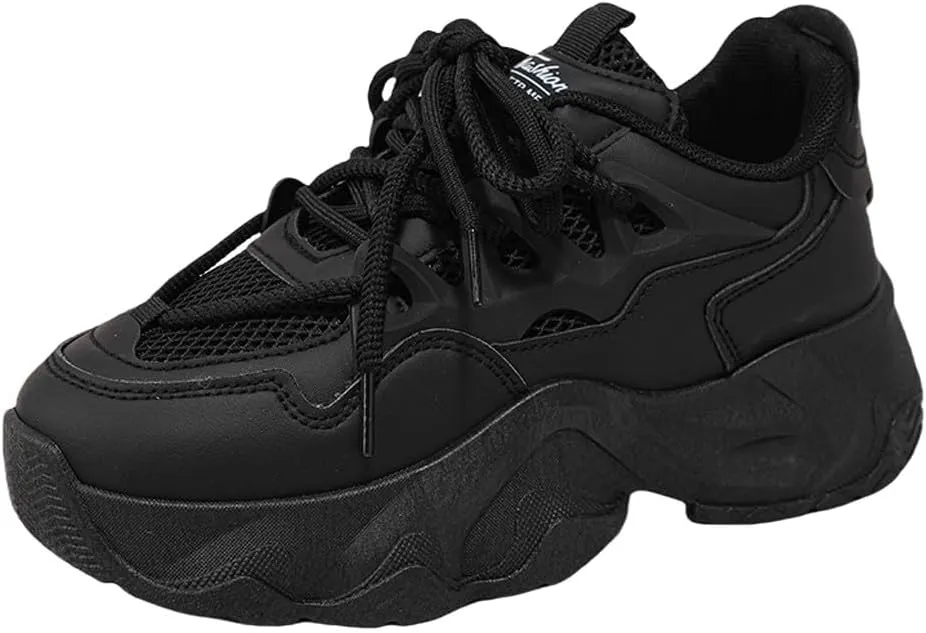 Women's Fashion Breathable Mesh Platform Sneakers Casual Jogging Walking Chunky Shoes 5.5-8.5