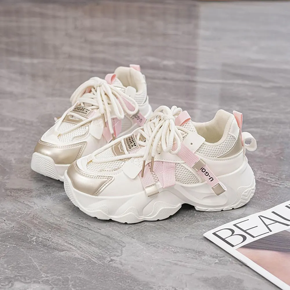 Women's Fashion Breathable Mesh Platform Sneakers Casual Jogging Walking Chunky Shoes 5.5-8.5