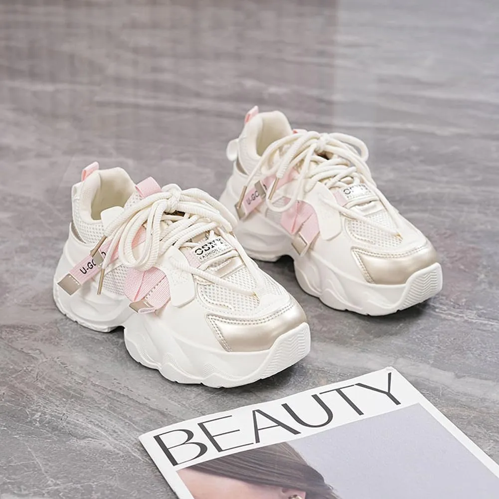 Women's Fashion Breathable Mesh Platform Sneakers Casual Jogging Walking Chunky Shoes 5.5-8.5