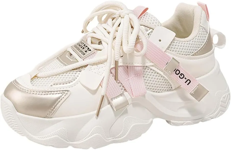 Women's Fashion Breathable Mesh Platform Sneakers Casual Jogging Walking Chunky Shoes 5.5-8.5