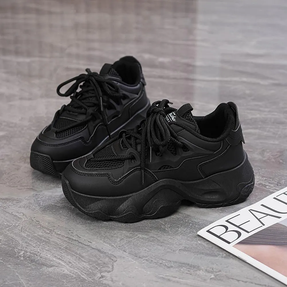 Women's Fashion Breathable Mesh Platform Sneakers Casual Jogging Walking Chunky Shoes 5.5-8.5