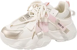 Women's Fashion Breathable Mesh Platform Sneakers Casual Jogging Walking Chunky Shoes 5.5-8.5