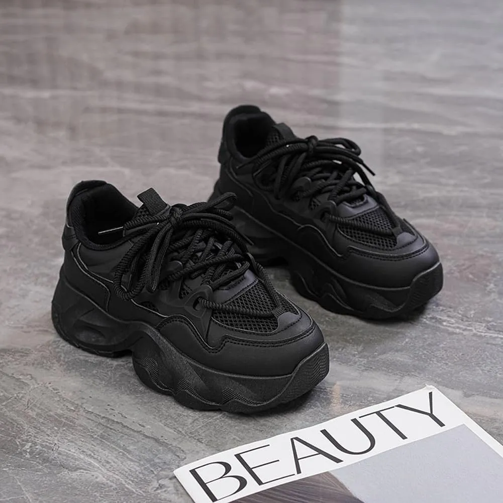 Women's Fashion Breathable Mesh Platform Sneakers Casual Jogging Walking Chunky Shoes 5.5-8.5
