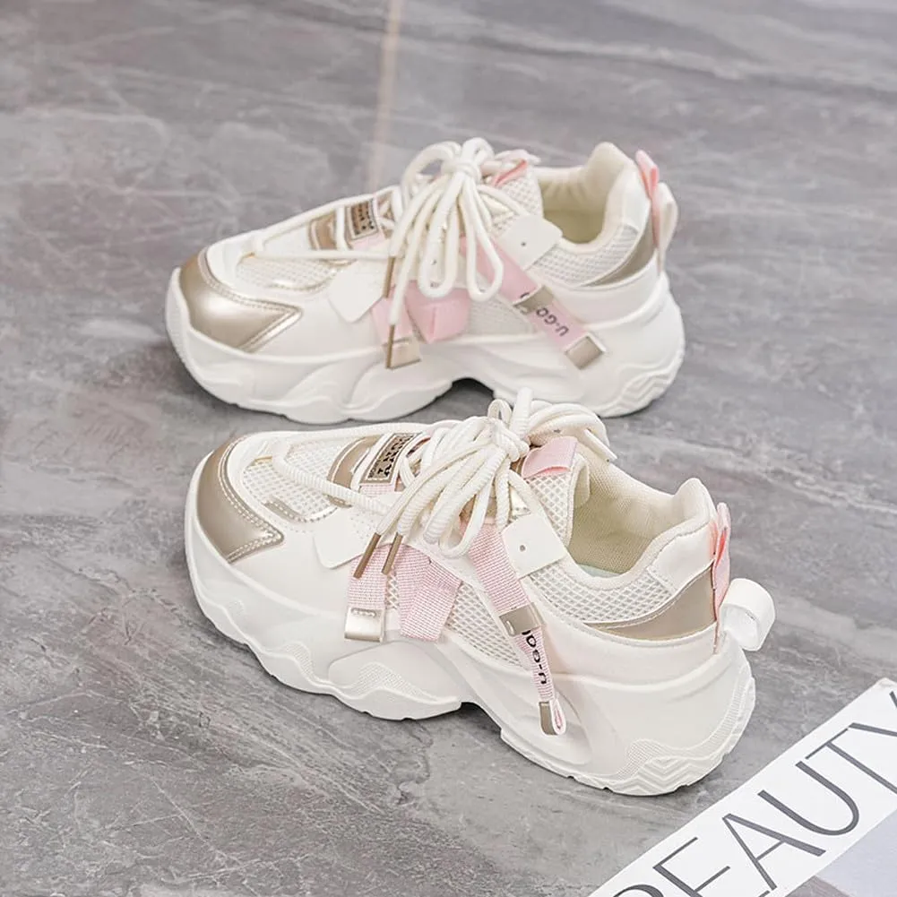 Women's Fashion Breathable Mesh Platform Sneakers Casual Jogging Walking Chunky Shoes 5.5-8.5