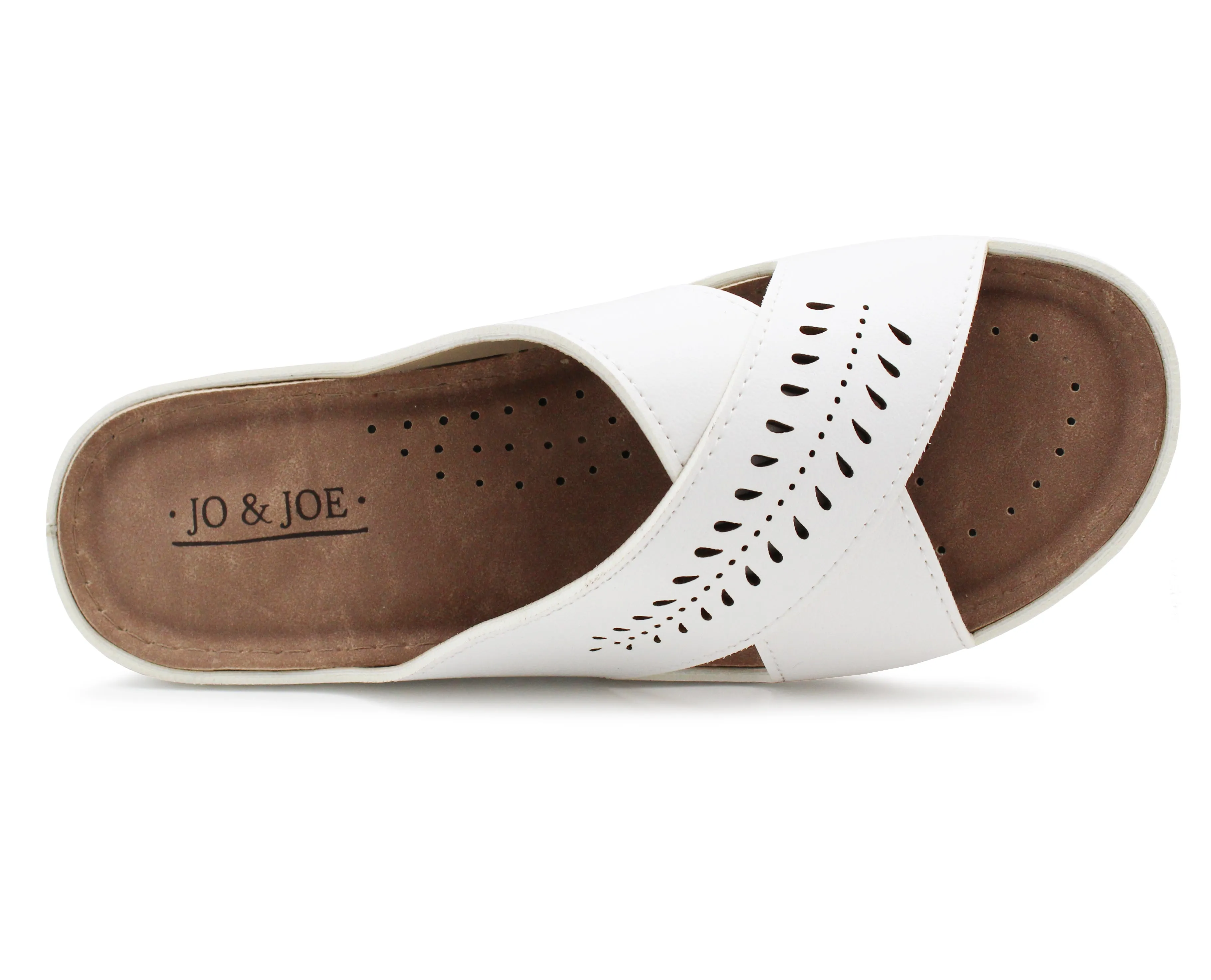 Womens Slip On Sandals White Backless Low Wedge Open Toe Mules Summer Fashion Beach Slides Flip Flops