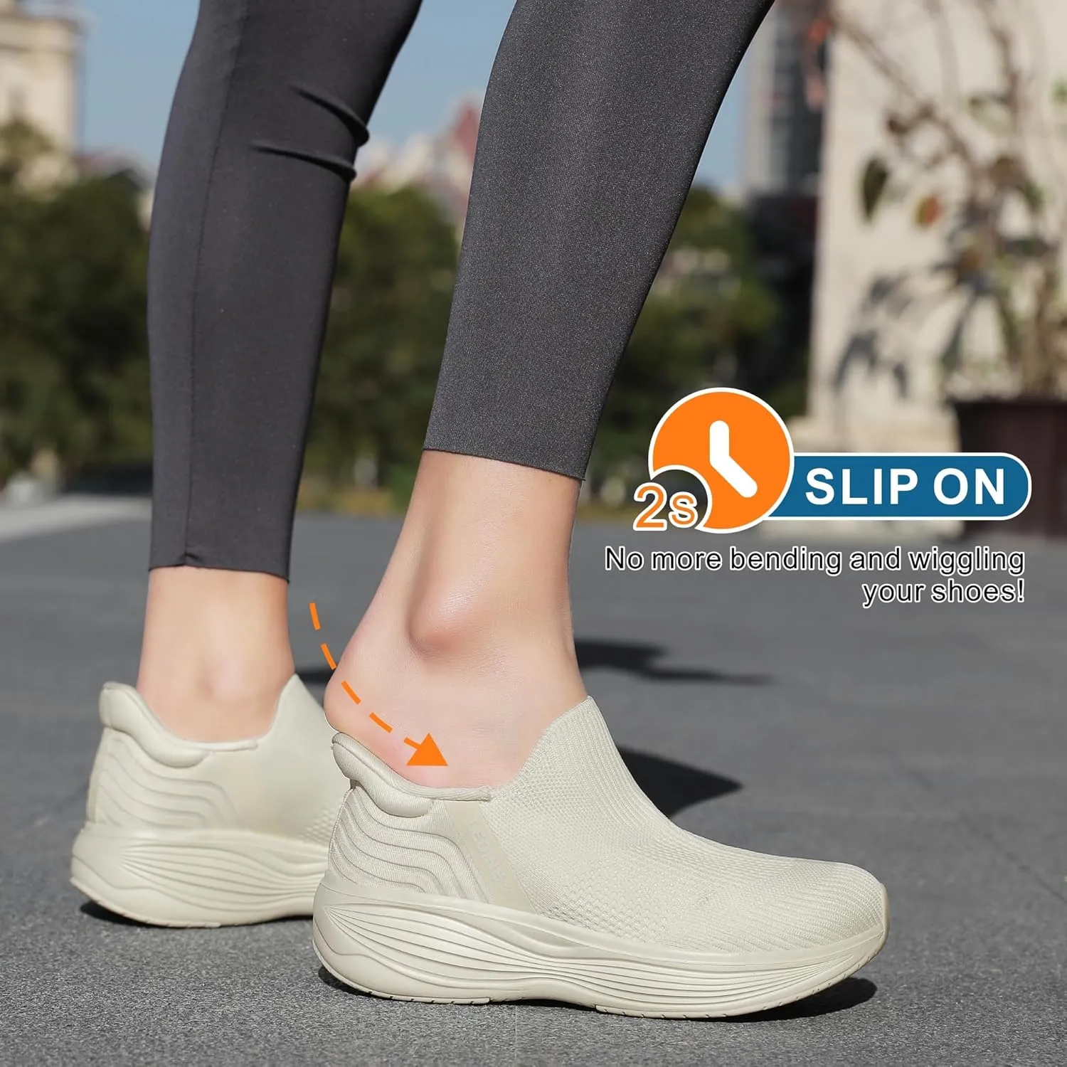 Women's Slip On Walking Sneaker丨Lightweight Breathable Tennis Shoes丨Knit Mesh Platform Zapatos para Mujer