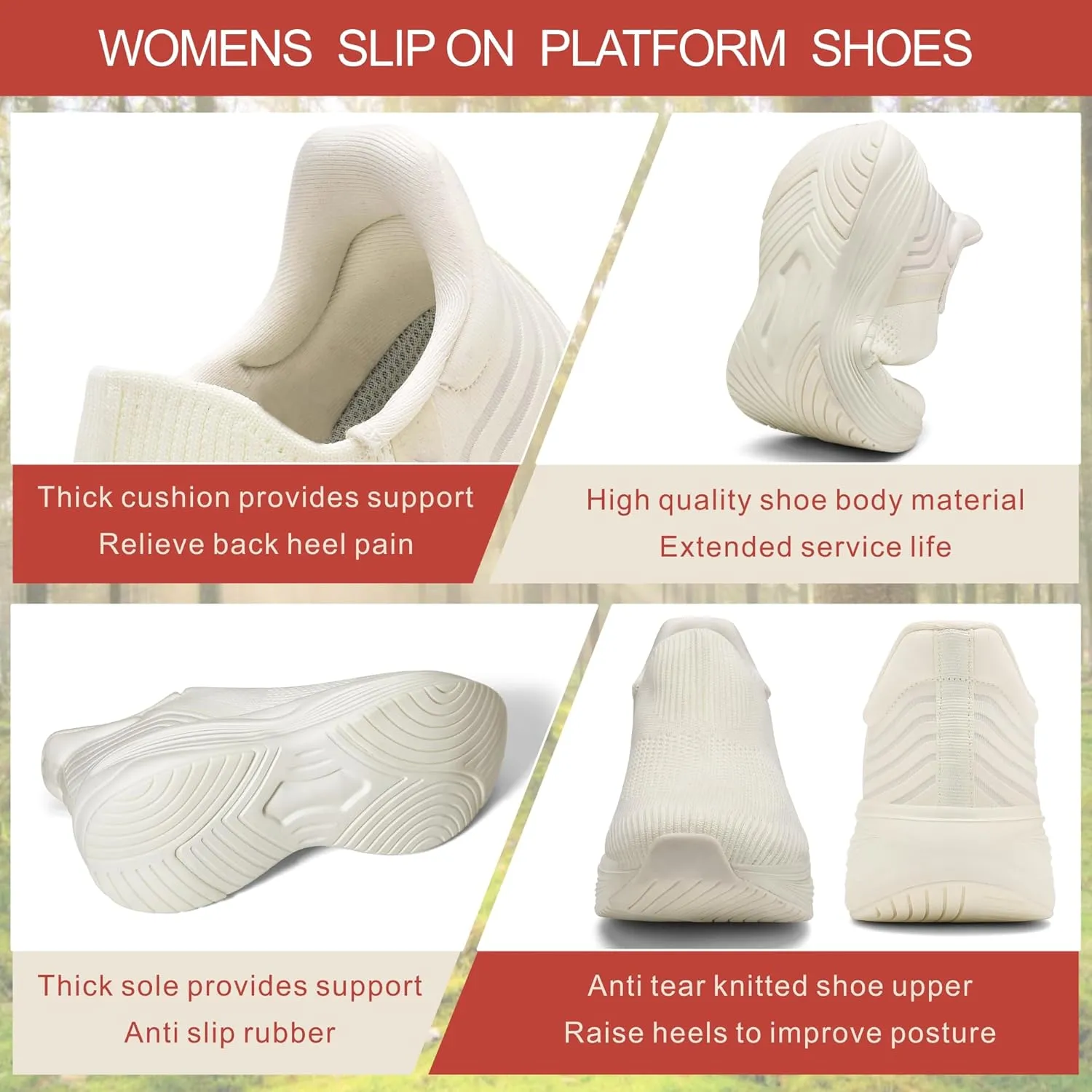 Women's Slip On Walking Sneaker丨Lightweight Breathable Tennis Shoes丨Knit Mesh Platform Zapatos para Mujer