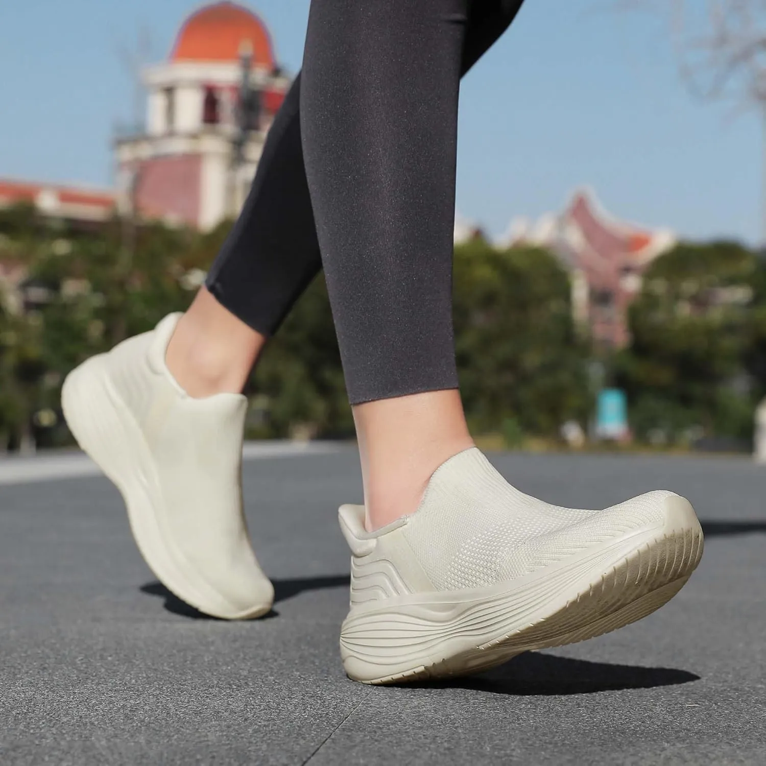 Women's Slip On Walking Sneaker丨Lightweight Breathable Tennis Shoes丨Knit Mesh Platform Zapatos para Mujer