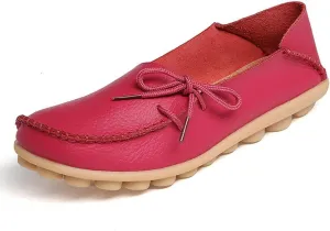Women's Soft Cowhide Leather Loafer Flat Shoes Slip-Ons