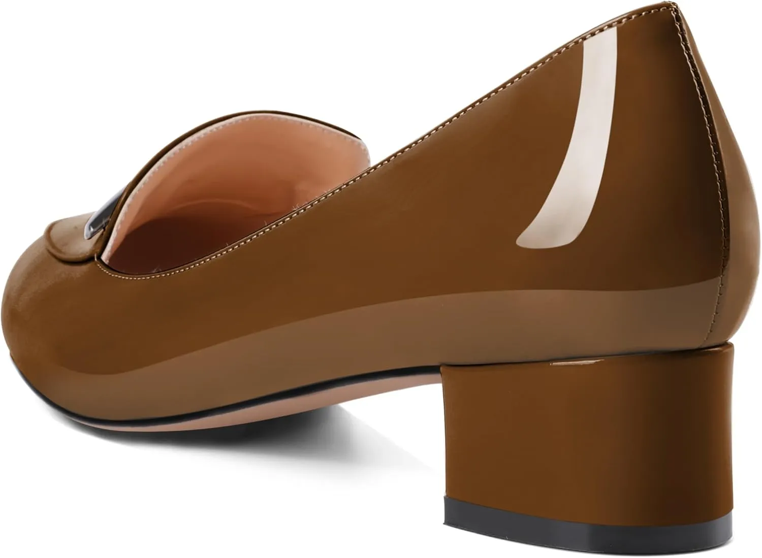 YODEKS Women's Block Heels Low Heel Loafer Pumps Round Toe Chunky Heel 1.5 Inch Slip On Closed Toe Comfort Shoes