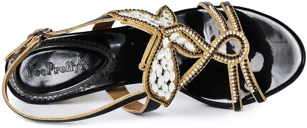 YooPrettyz Women Evening Heels Embellished Stud Butterfly Dress Party Bridal Sandals