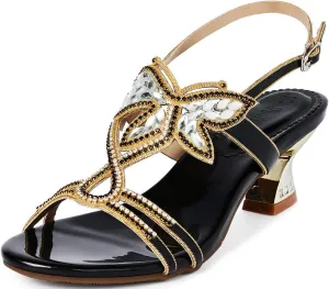 YooPrettyz Women Evening Heels Embellished Stud Butterfly Dress Party Bridal Sandals