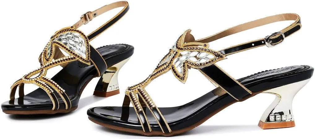 YooPrettyz Women Evening Heels Embellished Stud Butterfly Dress Party Bridal Sandals