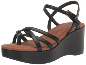 ZODIAC Womens Rita Strappy Wedge Sandal Black 6 M