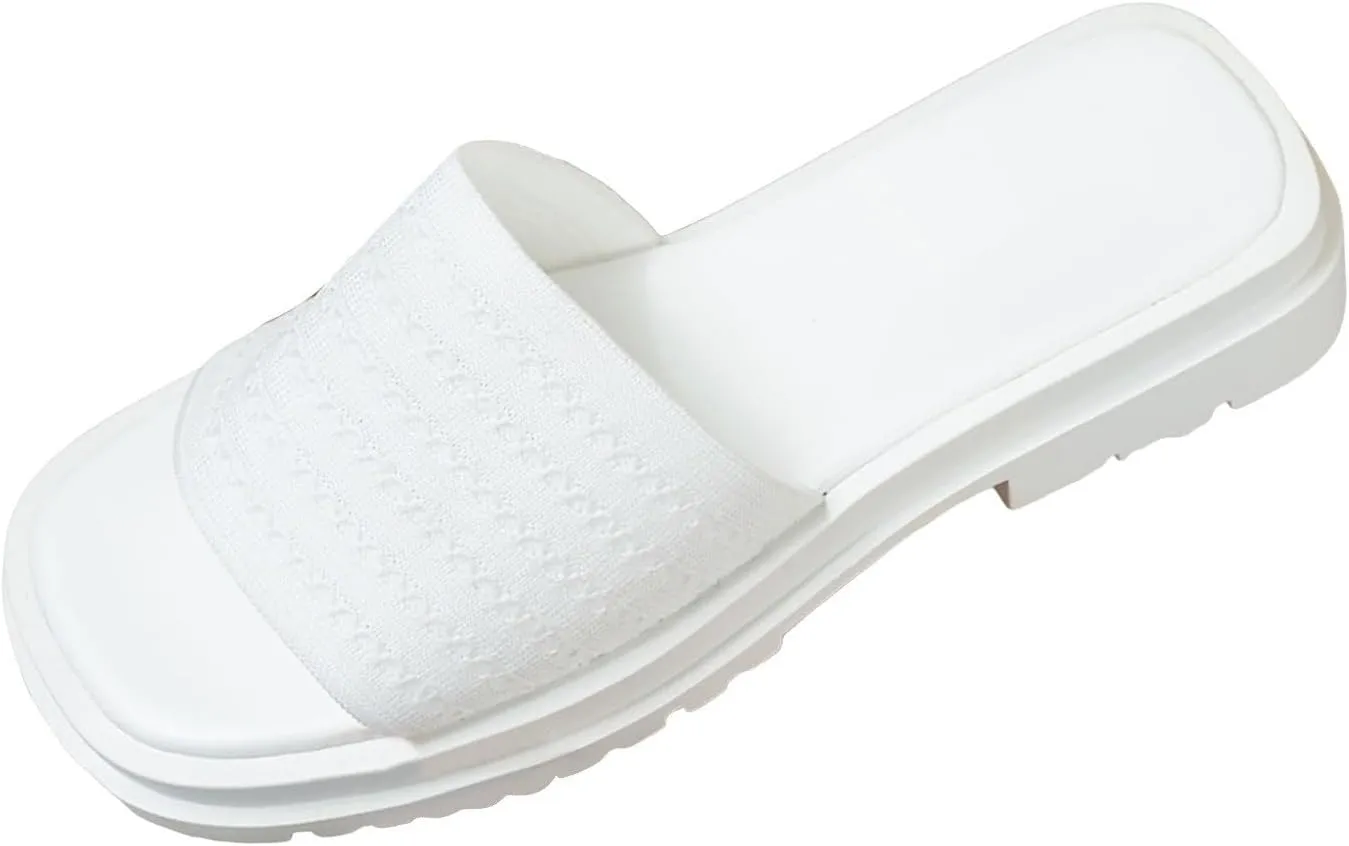 ZSpzx 2025 Women's Slide Sandals Orthopedic Slip On Platform Sandal Ladies Low Heel Beach Slippers Casual Shoes Wedge Comfortable Daily Wear Shoe Cushion Footbed Indoor Outdoor Slides