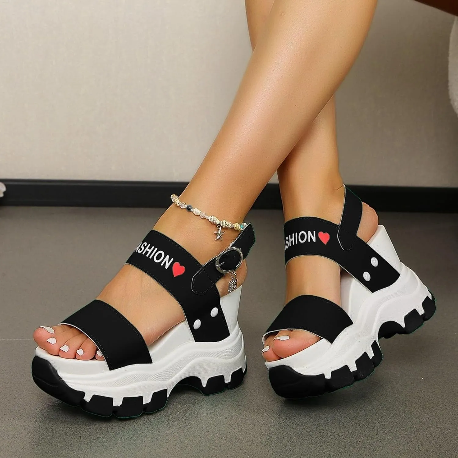 ZSpzx Women Wedge Sandals 2025,Fashion Sport Height Increase Casual Shoe Comfortable Breathable Peep-Toe Walking Footwear Adjustable Buckle Indoor/Outdoor Slip-On Slides Daily Wear